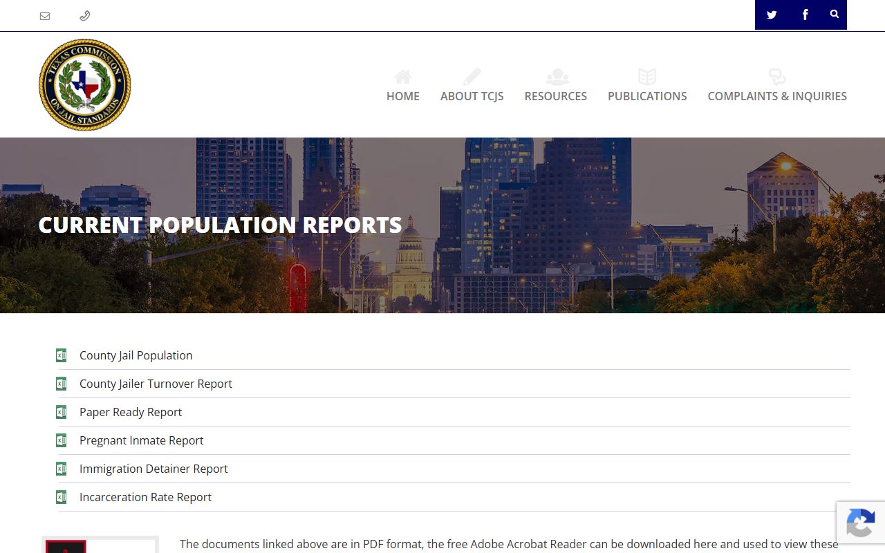 Sherman County inmate population TCJS population reports source